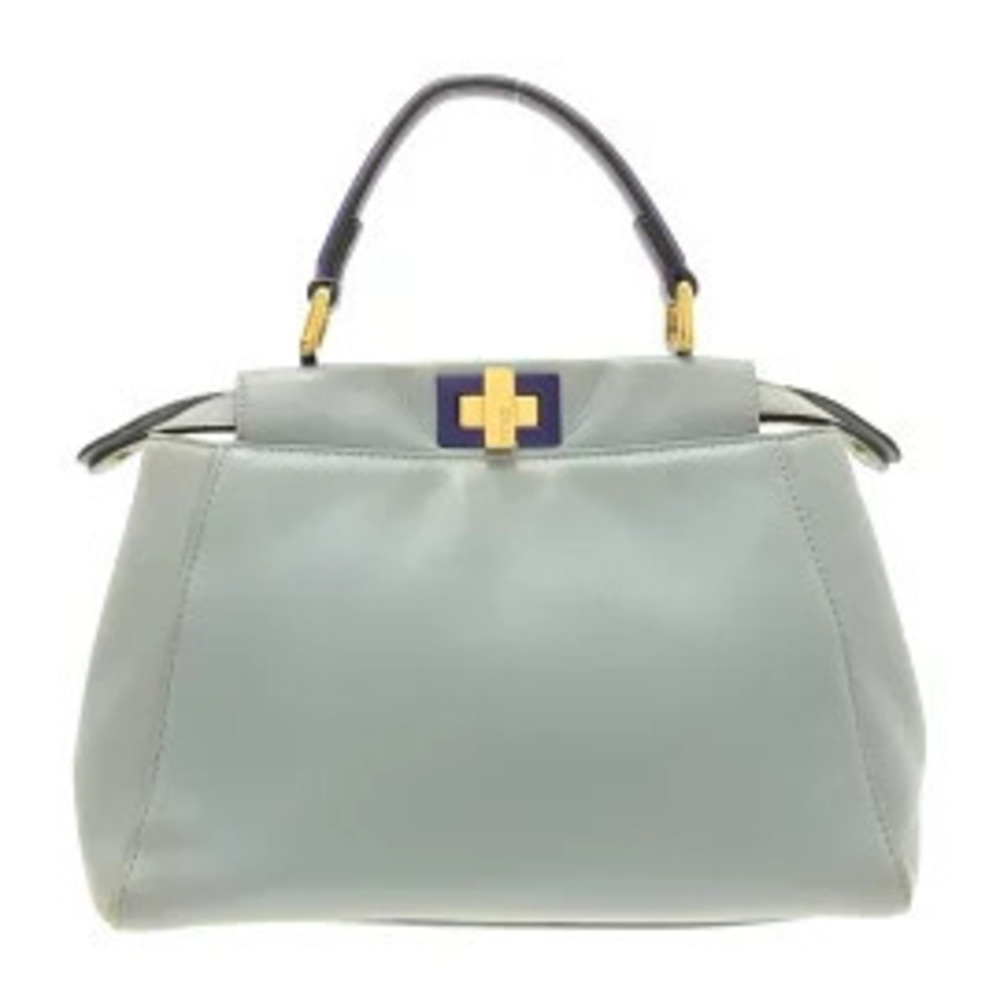 Fendi Leather Peekaboo Blue Iconic Purple Handbag Blue Purple